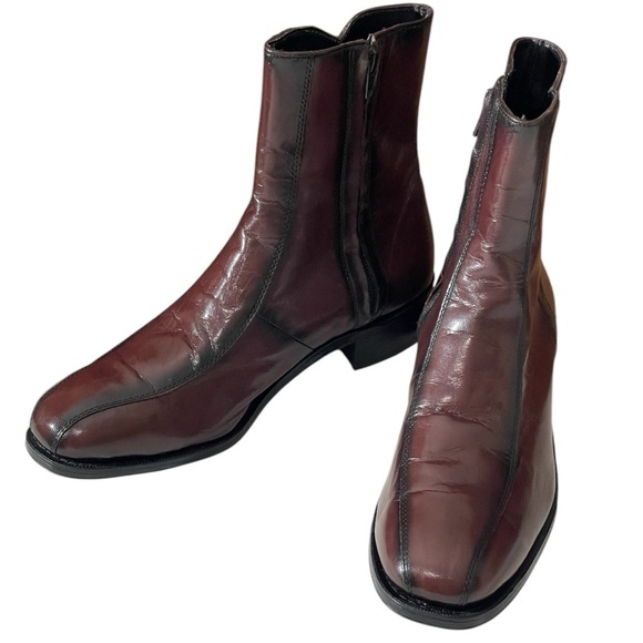FLORSHEIM BROWN ESSEX MOC TOE LEATHER DRESS BOOTS SZ 7 D - Picture 1 of 16